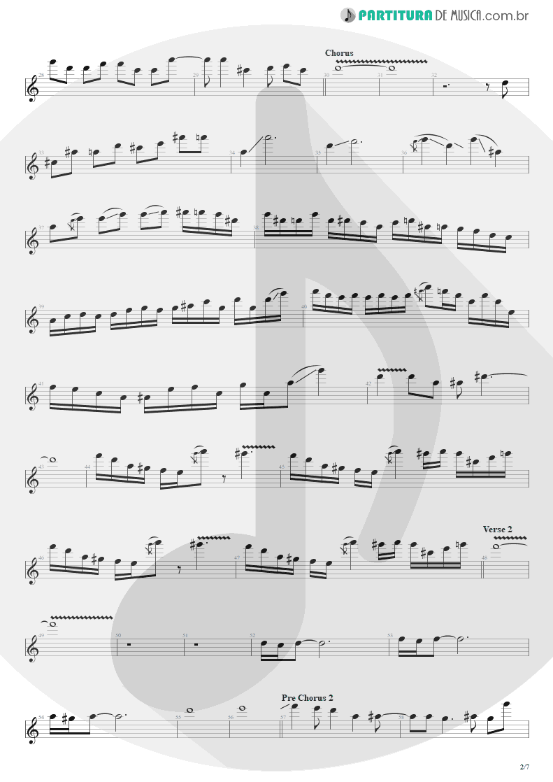 Partitura de musica de Guitarra Elétrica - The Wicked End | Avenged Sevenfold | City of Evil 2005 - pag 2