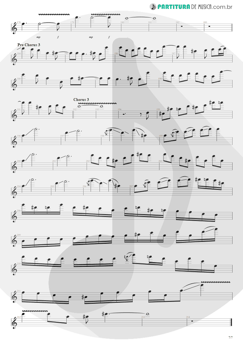 Partitura de musica de Guitarra Elétrica - The Wicked End | Avenged Sevenfold | City of Evil 2005 - pag 7