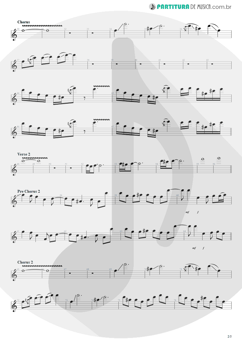 Partitura de musica de Guitarra Elétrica - The Wicked End | Avenged Sevenfold | City of Evil 2005 - pag 2