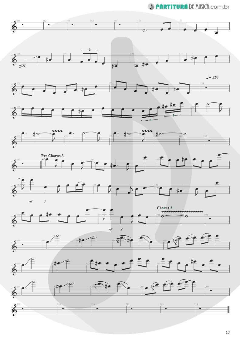 Partitura de musica de Guitarra Elétrica - The Wicked End | Avenged Sevenfold | City of Evil 2005 - pag 5