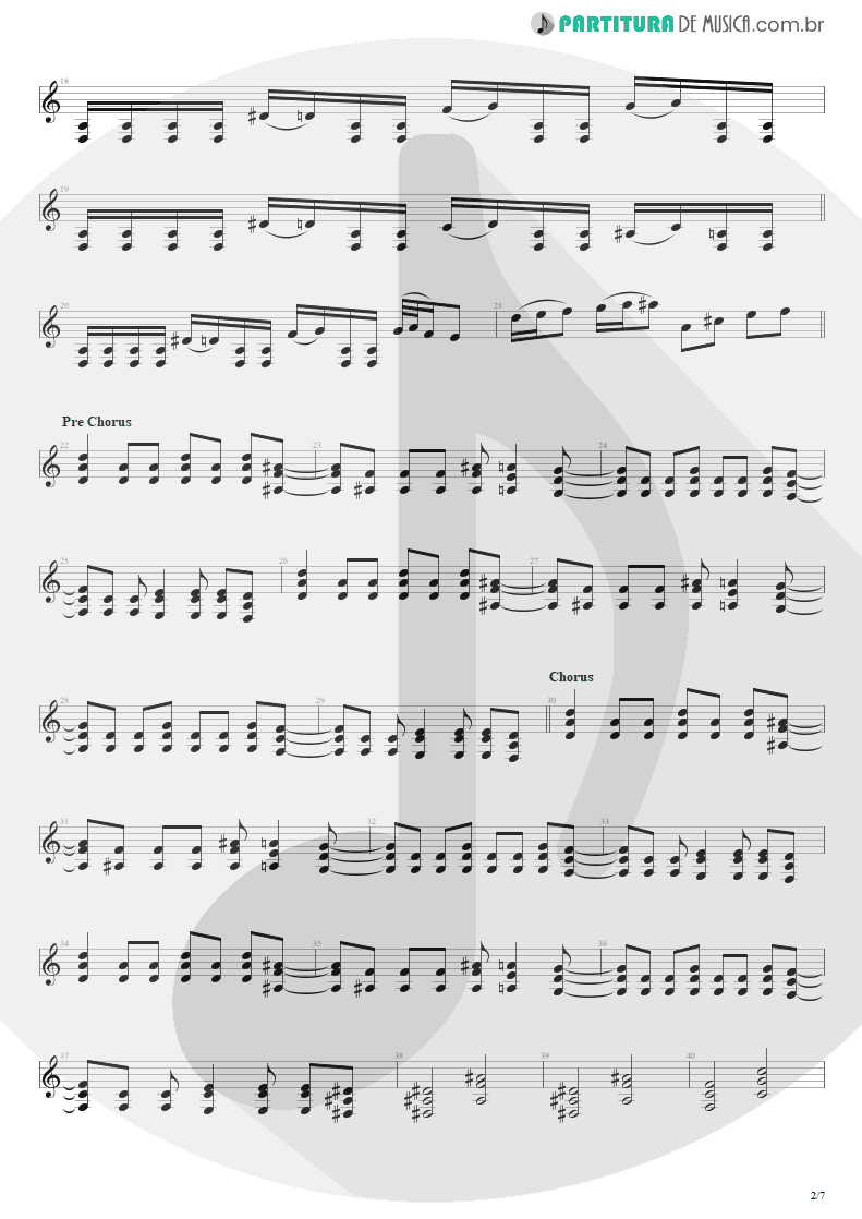 Partitura de musica de Guitarra Elétrica - The Wicked End | Avenged Sevenfold | City of Evil 2005 - pag 2