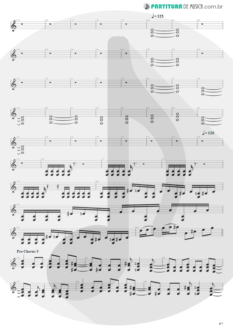 Partitura de musica de Guitarra Elétrica - The Wicked End | Avenged Sevenfold | City of Evil 2005 - pag 6