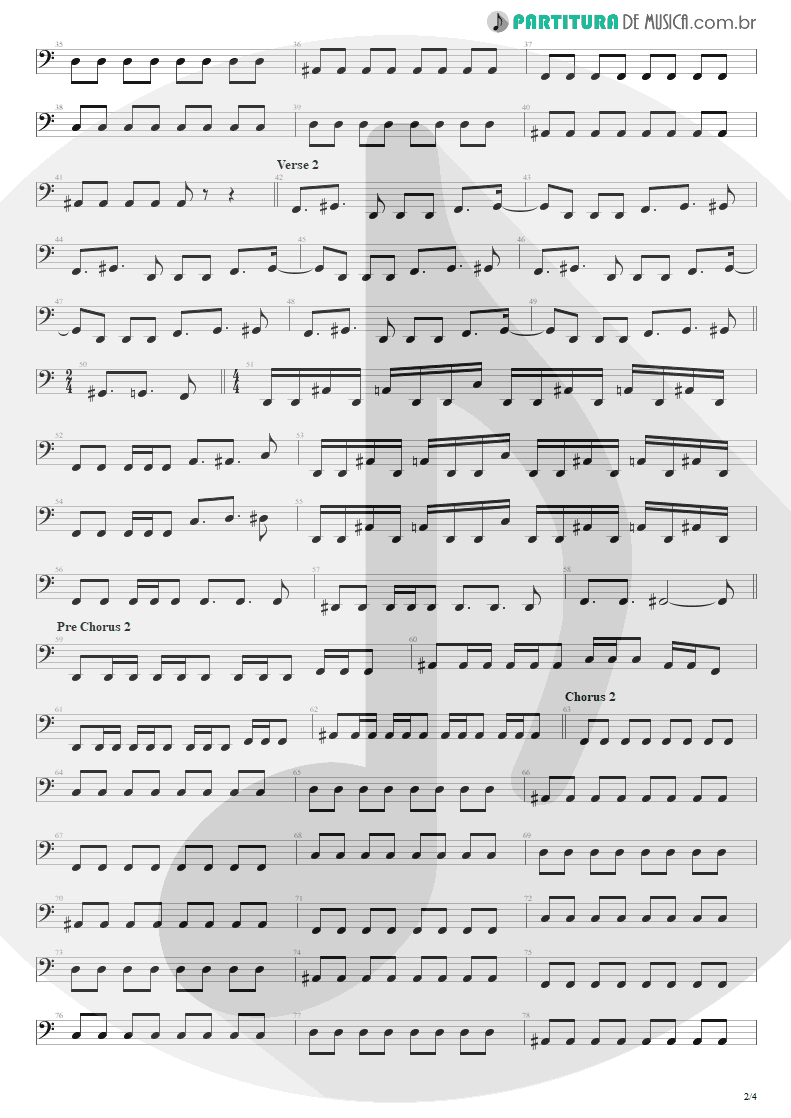 Partitura de musica de Baixo Elétrico - Afterlife | Avenged Sevenfold | Avenged Sevenfold 2007 - pag 2