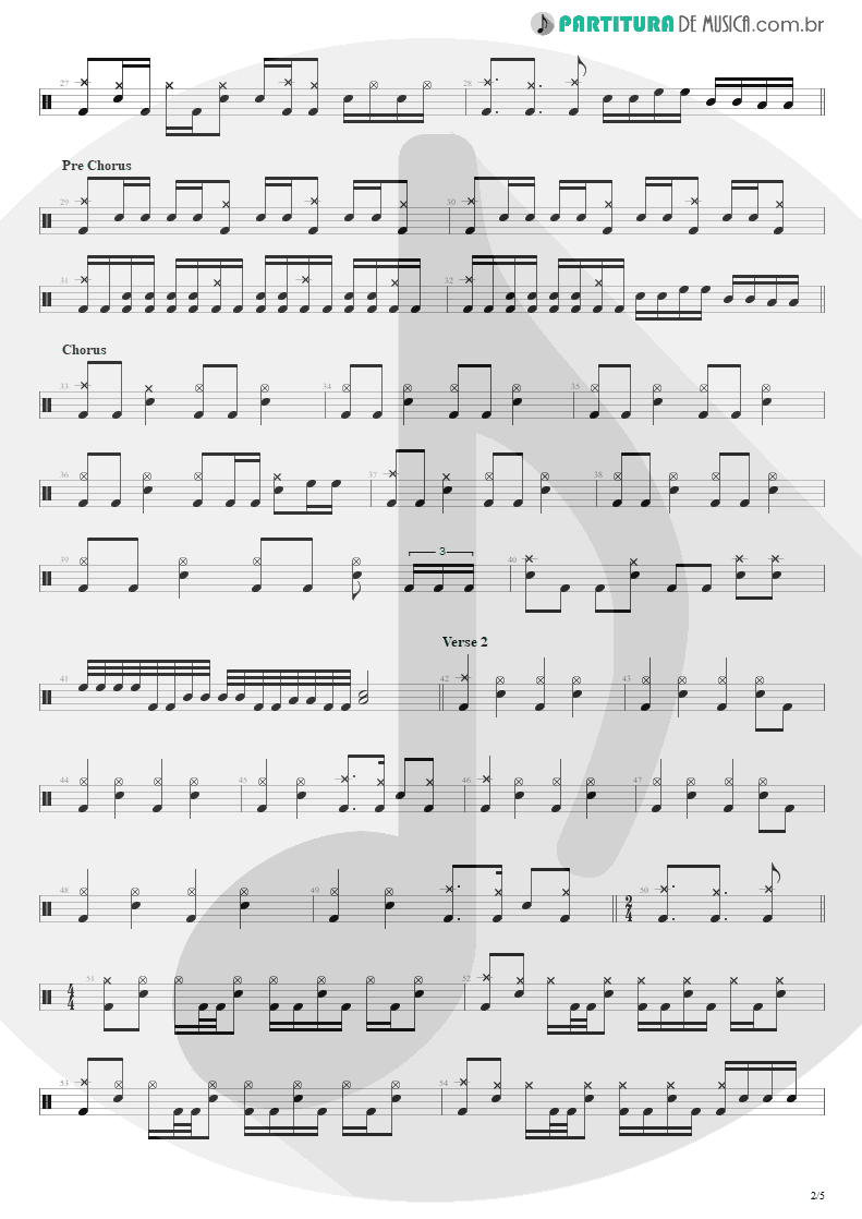 Partitura de musica de Bateria - Afterlife | Avenged Sevenfold | Avenged Sevenfold 2007 - pag 2