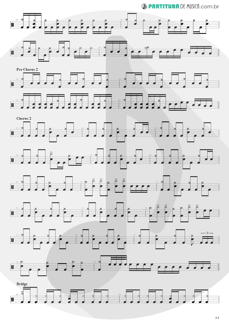 Partitura de musica de Bateria - Afterlife | Avenged Sevenfold | Avenged Sevenfold 2007 - pag 3