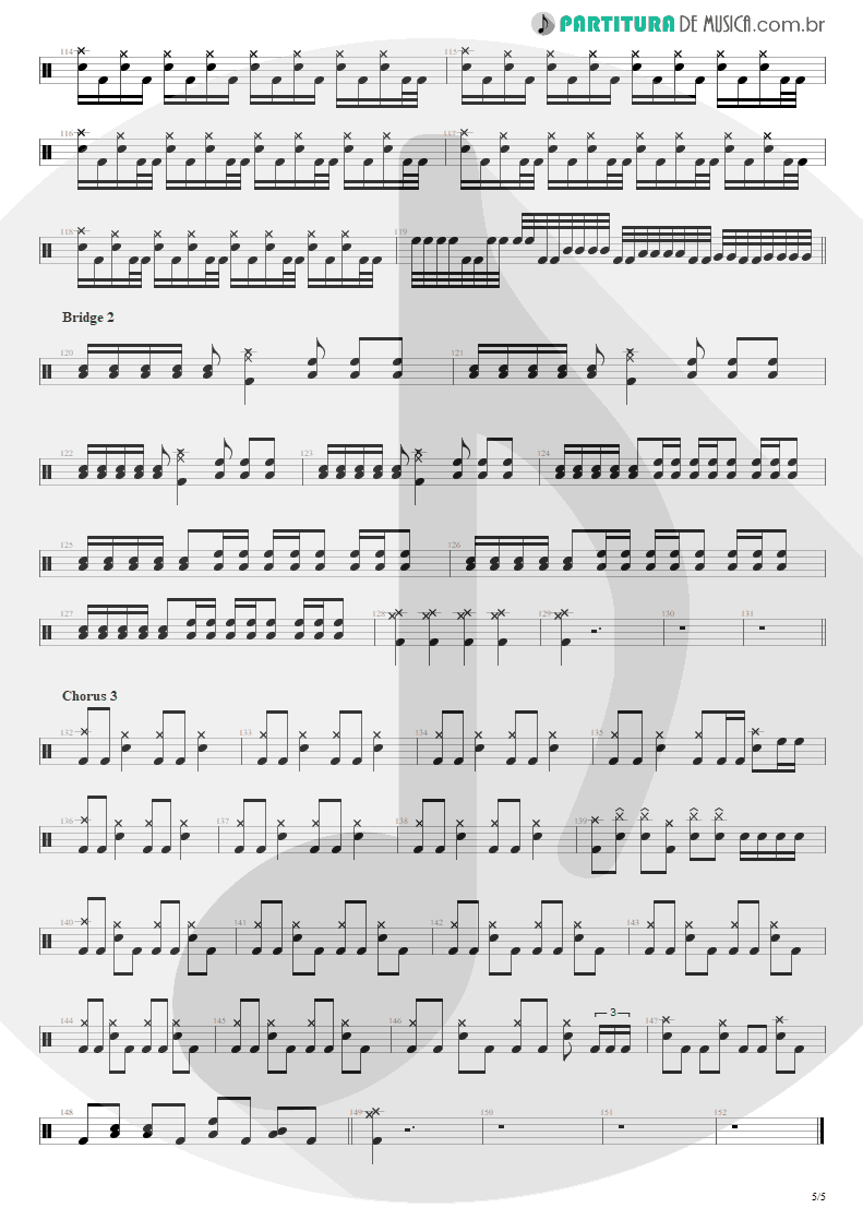 Partitura de musica de Bateria - Afterlife | Avenged Sevenfold | Avenged Sevenfold 2007 - pag 5