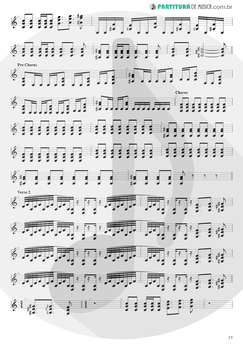 Partitura de musica de Guitarra Elétrica - Afterlife | Avenged Sevenfold | Avenged Sevenfold 2007 - pag 2