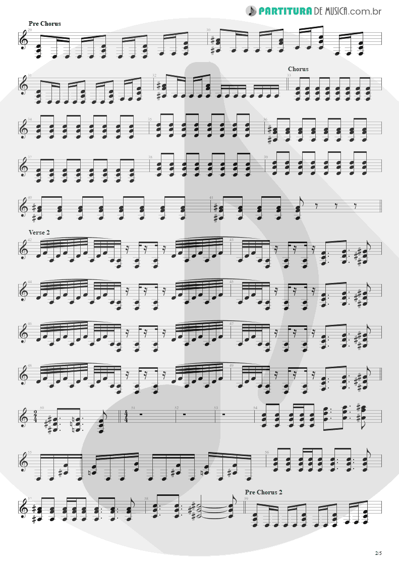 Partitura de musica de Guitarra Elétrica - Afterlife | Avenged Sevenfold | Avenged Sevenfold 2007 - pag 2