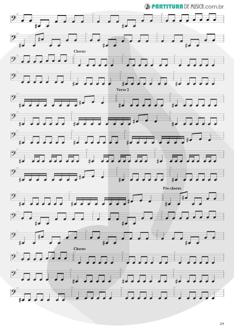 Partitura de musica de Baixo Elétrico - Almost Easy | Avenged Sevenfold | Avenged Sevenfold 2007 - pag 2