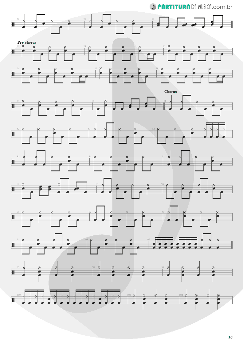 Partitura de musica de Bateria - Almost Easy | Avenged Sevenfold | Avenged Sevenfold 2007 - pag 3