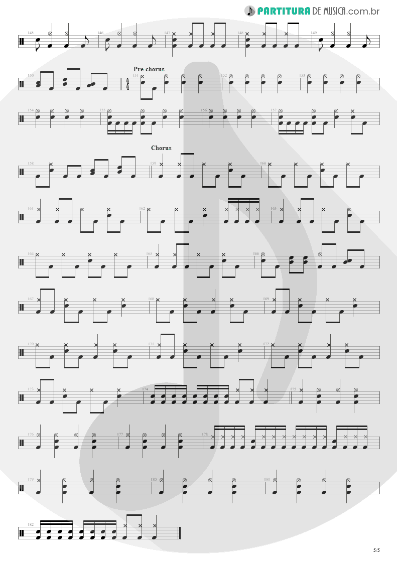 Partitura de musica de Bateria - Almost Easy | Avenged Sevenfold | Avenged Sevenfold 2007 - pag 5