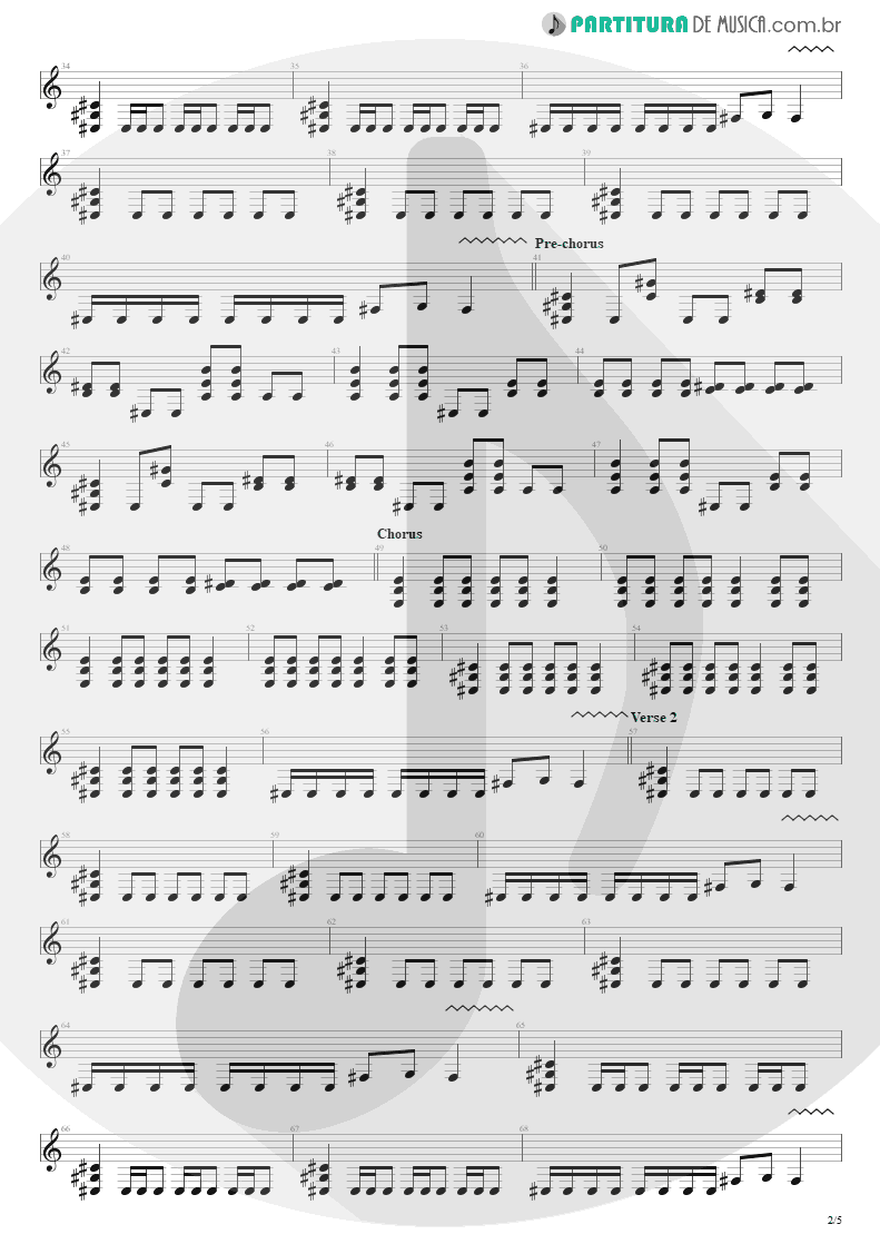 Partitura de musica de Guitarra Elétrica - Almost Easy | Avenged Sevenfold | Avenged Sevenfold 2007 - pag 2