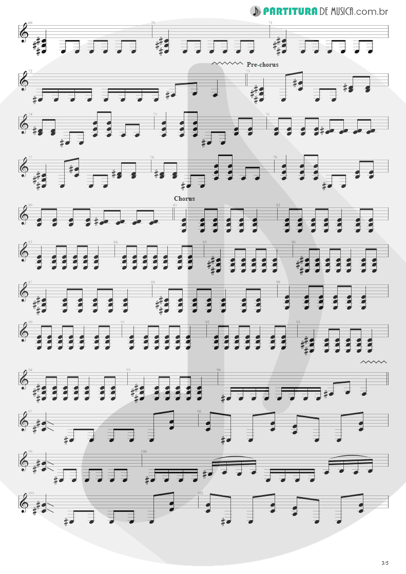 Partitura de musica de Guitarra Elétrica - Almost Easy | Avenged Sevenfold | Avenged Sevenfold 2007 - pag 3