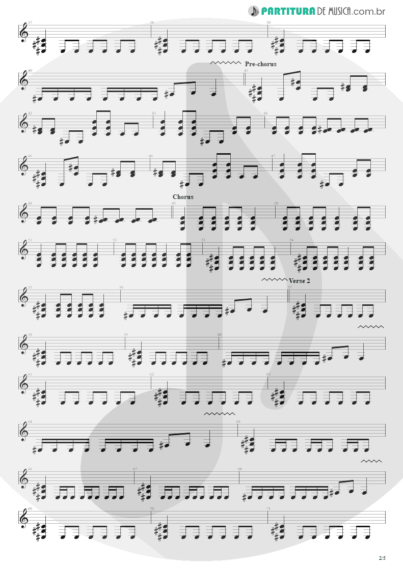 Partitura de musica de Guitarra Elétrica - Almost Easy | Avenged Sevenfold | Avenged Sevenfold 2007 - pag 2