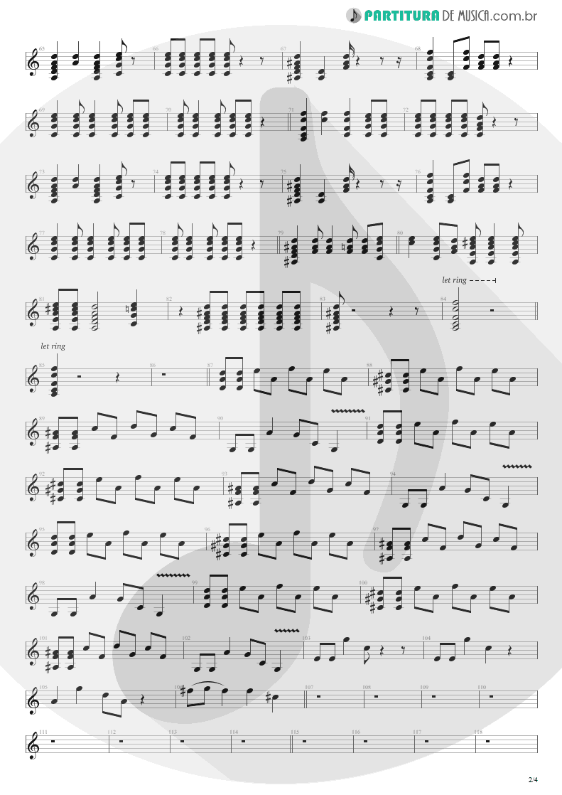 Partitura de musica de Guitarra Elétrica - Dear God | Avenged Sevenfold | Avenged Sevenfold 2007 - pag 2