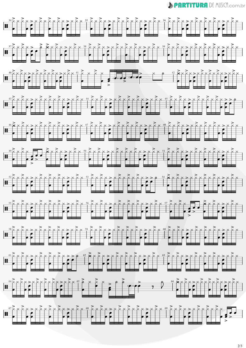 Partitura de musica de Bateria - Do Fundo da Grota | Baitaca | Meu Rio Grande É Desse Jeito 2001 - pag 2