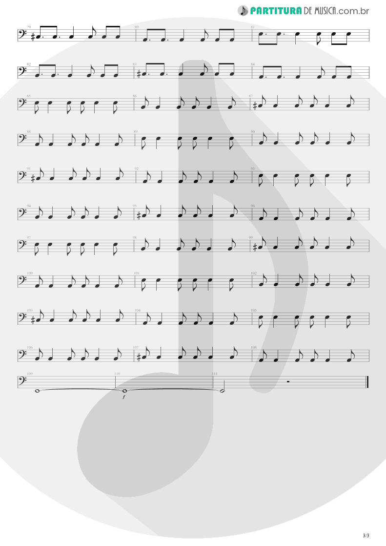 Partitura de musica de Baixo Elétrico - M+M's | Blink-182 | Cheshire Cat 1994 - pag 3