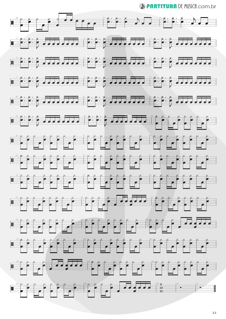 Partitura de musica de Bateria - M+M's | Blink-182 | Cheshire Cat 1994 - pag 3