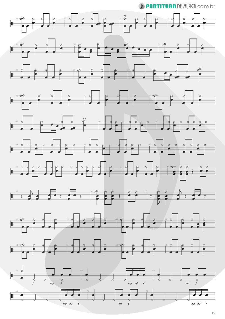 Partitura de musica de Bateria - All The Small Things | Blink-182 | Enema of the State 1999 - pag 2
