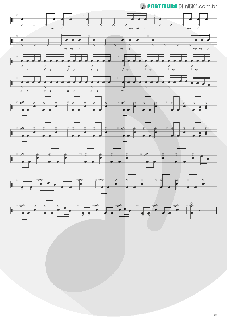 Partitura de musica de Bateria - All The Small Things | Blink-182 | Enema of the State 1999 - pag 3