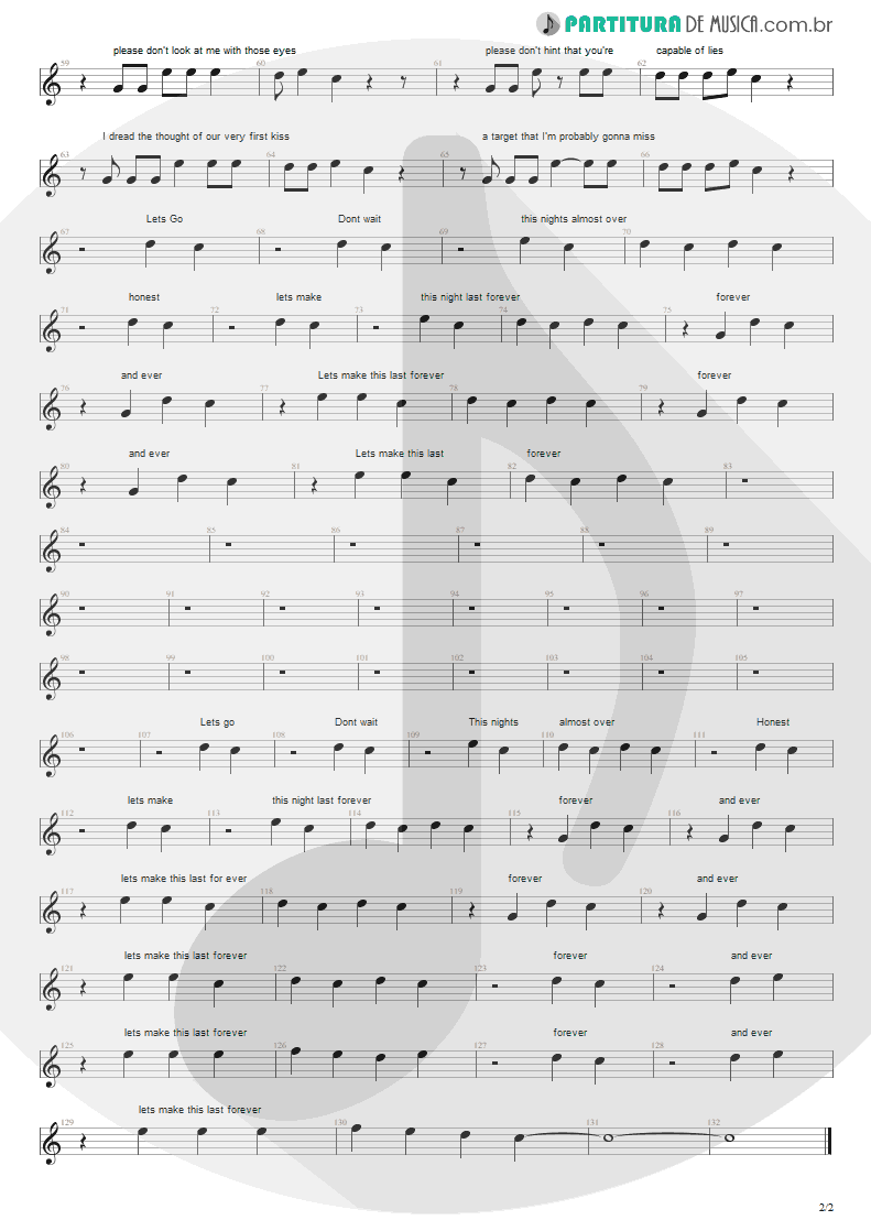 Partitura de musica de Canto - First Date | Blink-182 | Take Off Your Pants and Jacket 2001 - pag 2