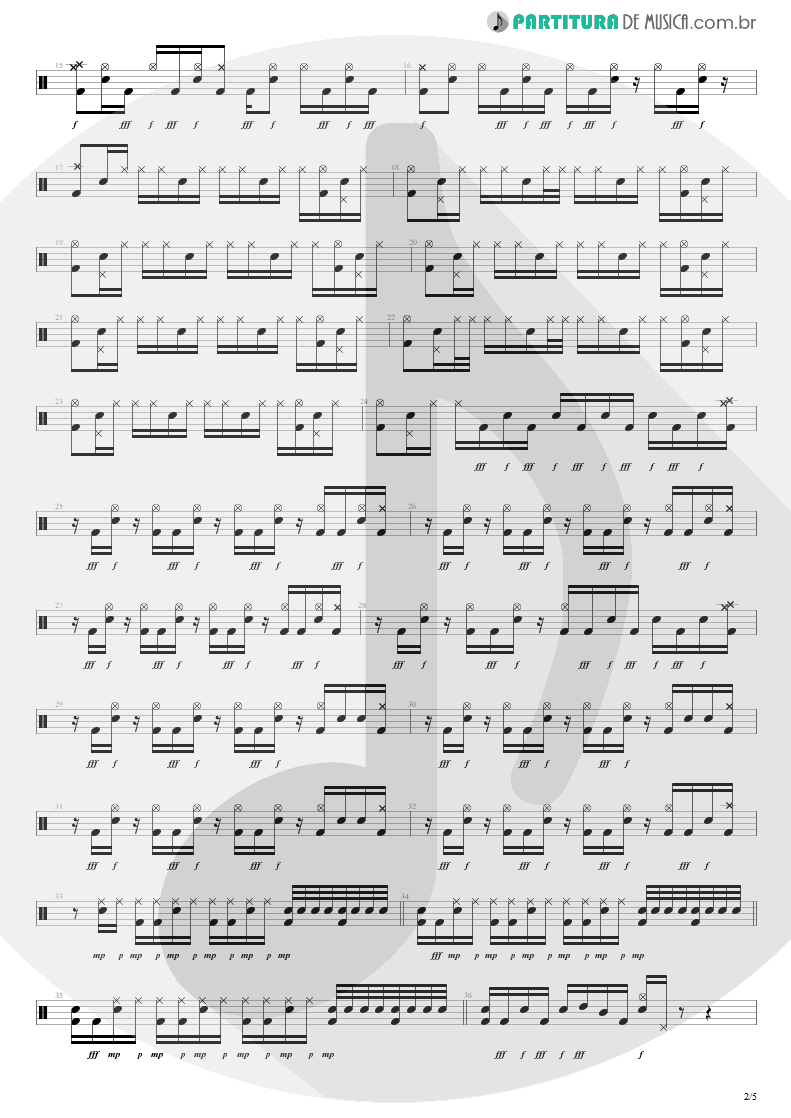 Partitura de musica de Bateria - Not Now | Blink-182 | Blink-182 2003 - pag 2