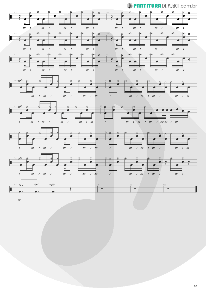 Partitura de musica de Bateria - Not Now | Blink-182 | Blink-182 2003 - pag 5