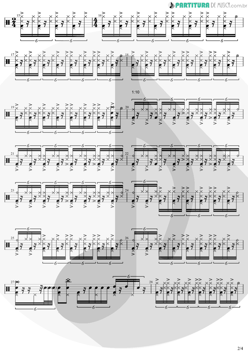 Partitura de musica de Bateria - Is This Love | Bob Marley | Kaya 1978 - pag 2