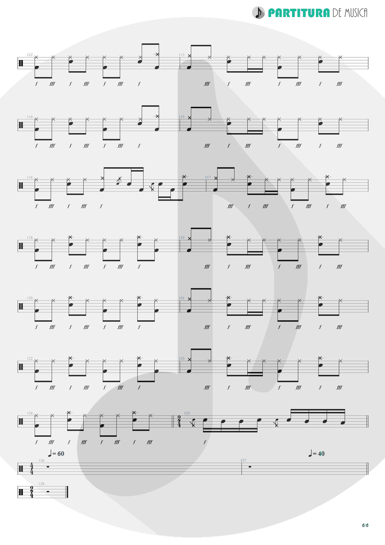 Partitura de musica de Bateria - Tears Of The Dragon | Bruce Dickinson | Balls to Picasso 1994 - pag 6