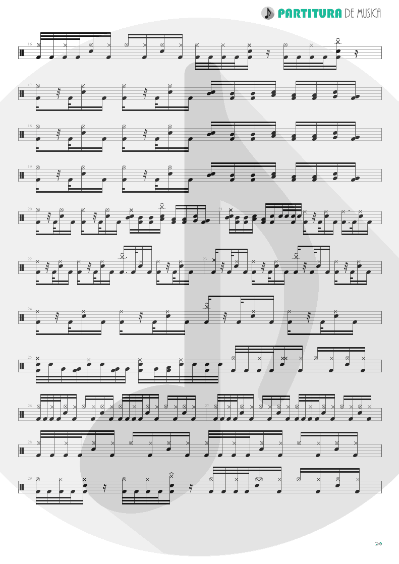 Partitura de musica de Bateria - Trumpets Of Jericho | Bruce Dickinson | The Chemical Wedding 1998 - pag 2