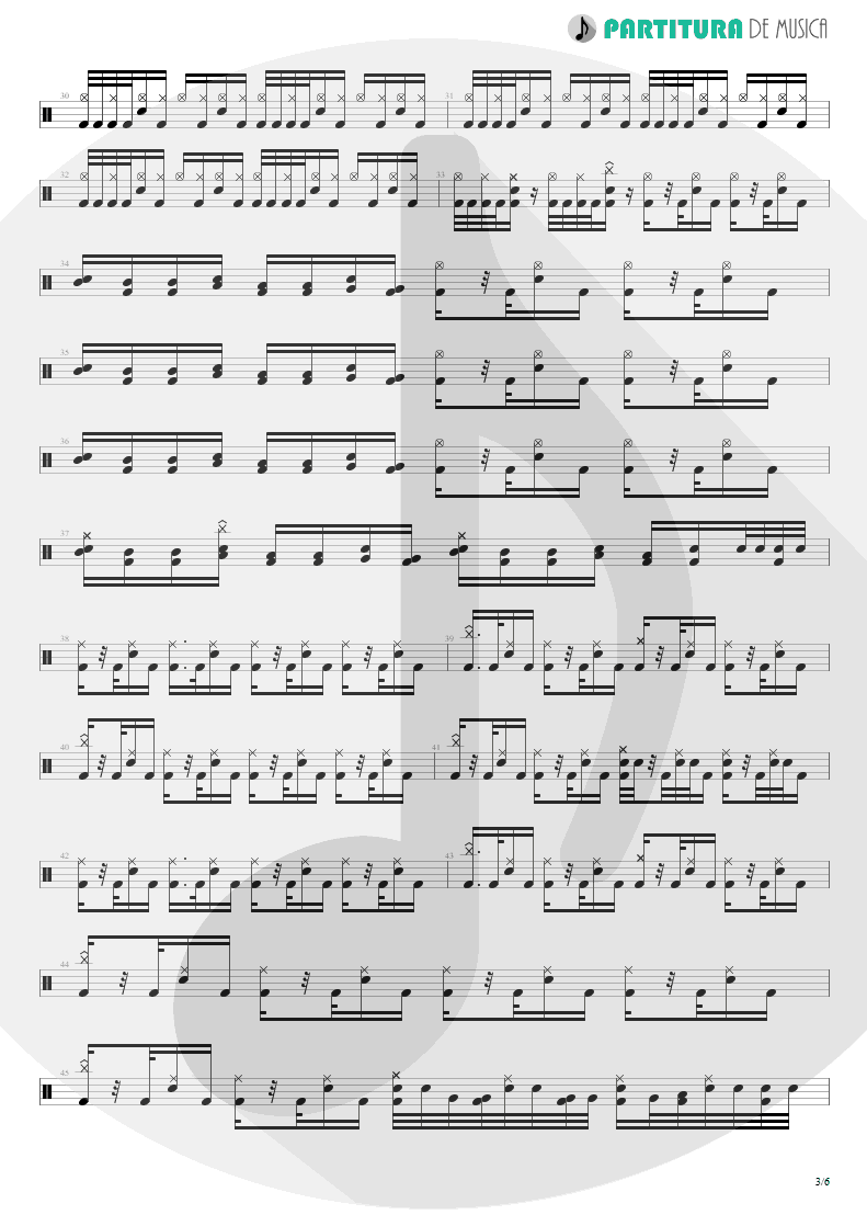 Partitura de musica de Bateria - Trumpets Of Jericho | Bruce Dickinson | The Chemical Wedding 1998 - pag 3