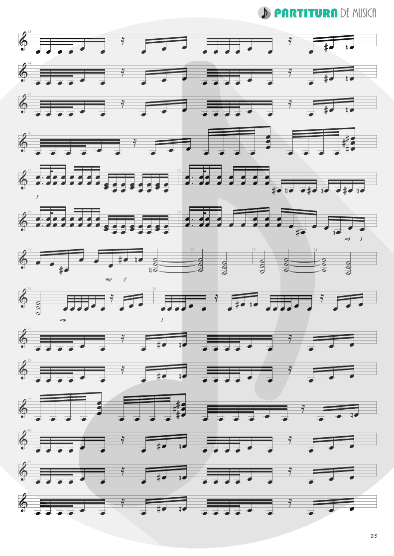 Partitura de musica de Guitarra Elétrica - Trumpets Of Jericho | Bruce Dickinson | The Chemical Wedding 1998 - pag 2