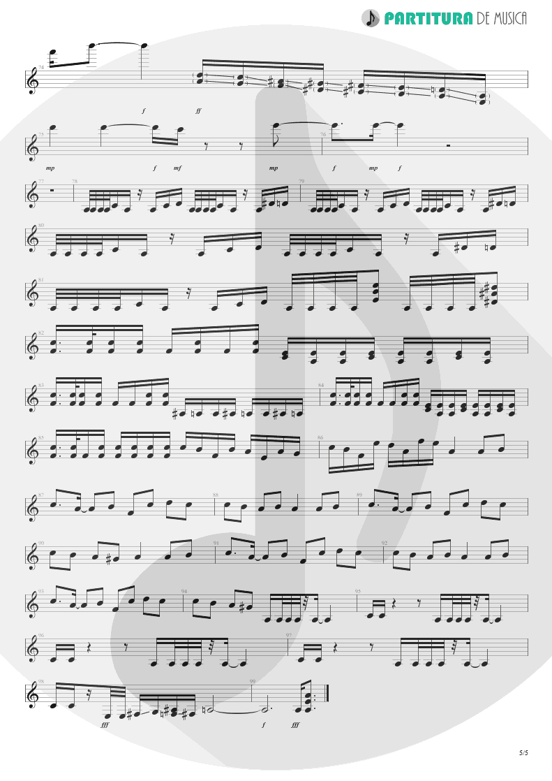 Partitura de musica de Guitarra Elétrica - Trumpets Of Jericho | Bruce Dickinson | The Chemical Wedding 1998 - pag 5