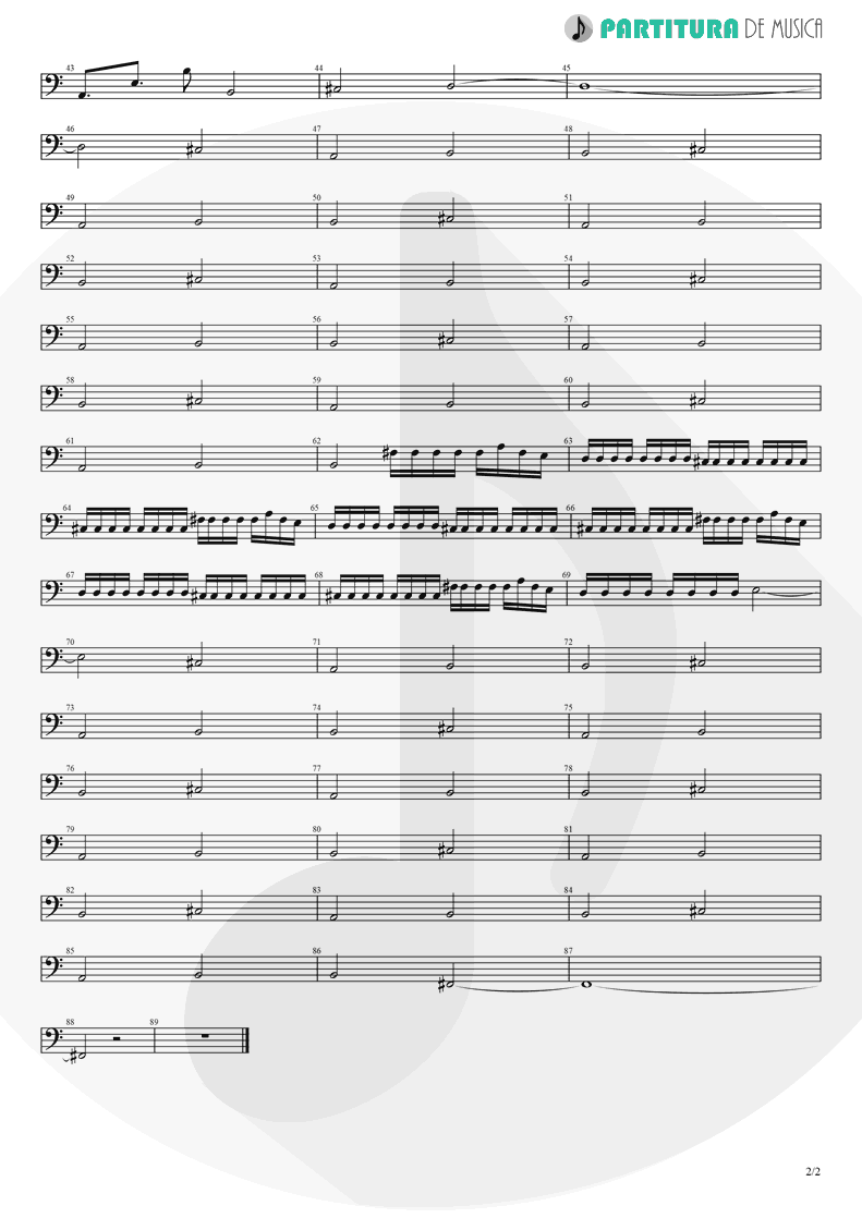 Partitura de musica de Baixo Elétrico - Amanece | Caifanes | Caifanes 1988 - pag 2