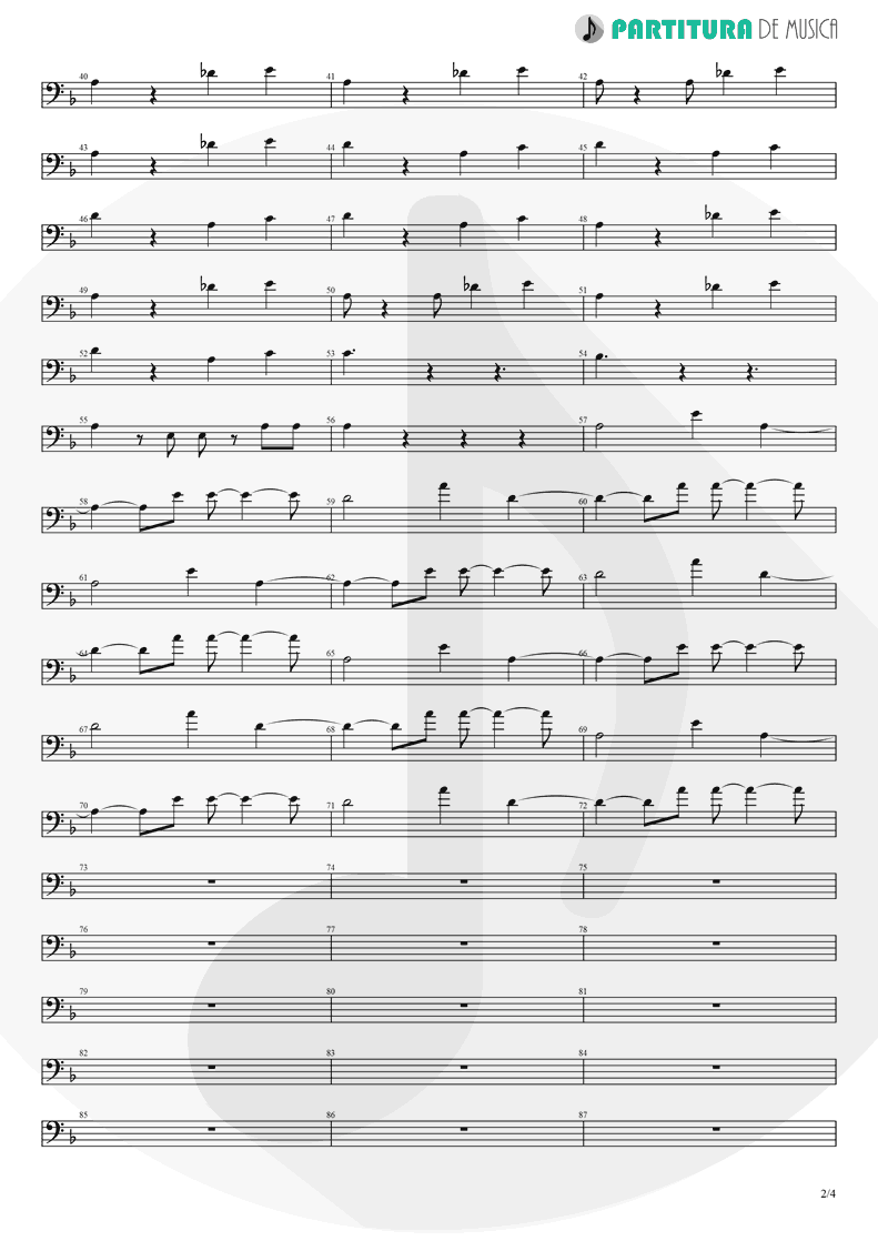 Partitura de musica de Baixo Elétrico - La Negra Tomasa | Caifanes | Caifanes 1988 - pag 2