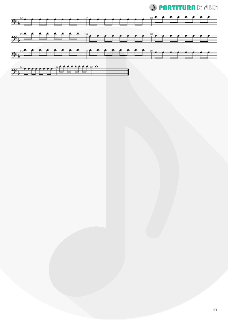 Partitura de musica de Baixo Elétrico - La Negra Tomasa | Caifanes | Caifanes 1988 - pag 4