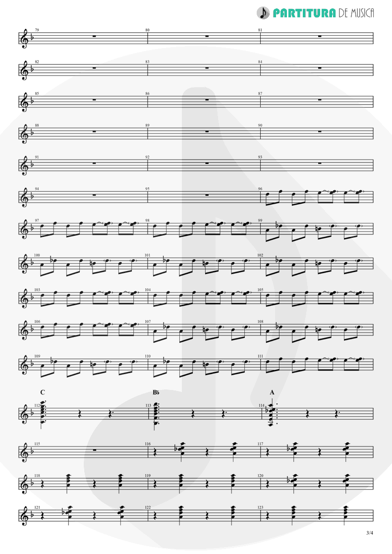 Partitura de musica de Guitarra Elétrica - La Negra Tomasa | Caifanes | Caifanes 1988 - pag 3