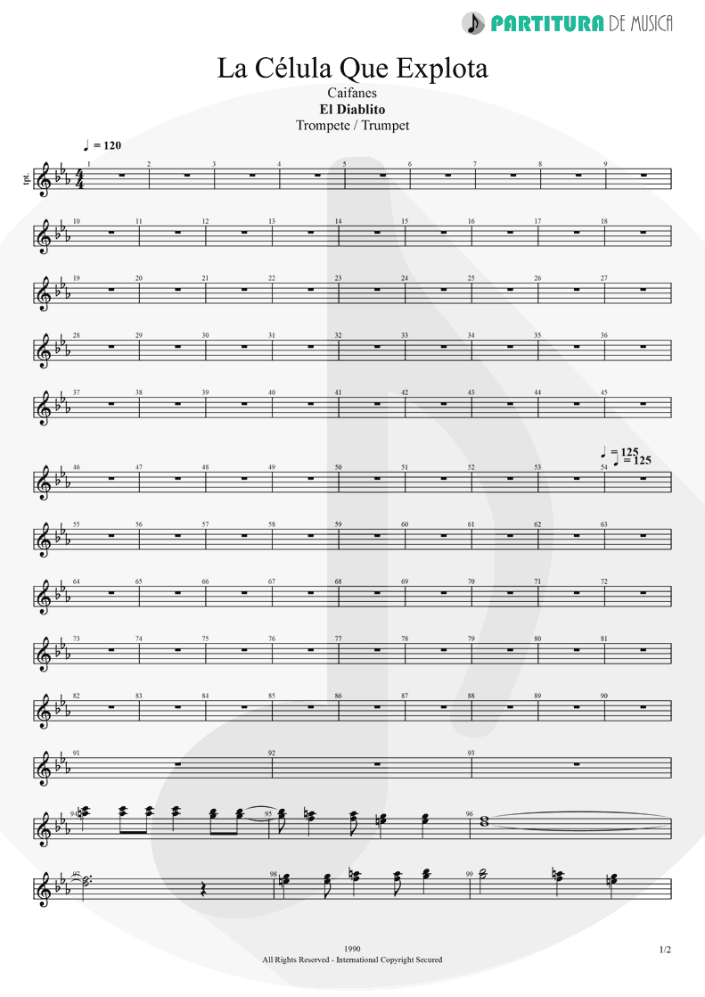 Partitura de musica de Trompete - La Célula Que Explota | Caifanes | El Diablito 1990 - pag 1