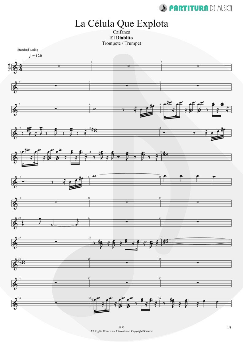 Partitura de musica de Violão - La Célula Que Explota | Caifanes | El Diablito 1990 - pag 1