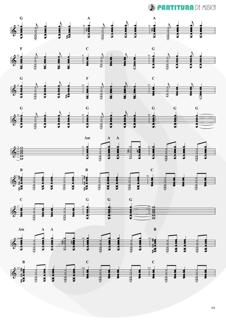 Partitura de musica de Guitarra Elétrica - No Dejes Que | Caifanes | El Silencio 1992 - pag 4