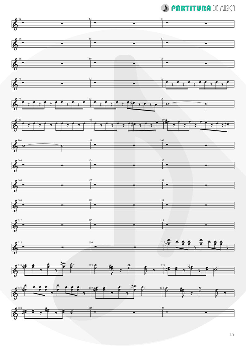 Partitura de musica de Guitarra Elétrica - Afuera | Caifanes | El nervio del volcán 1994 - pag 3