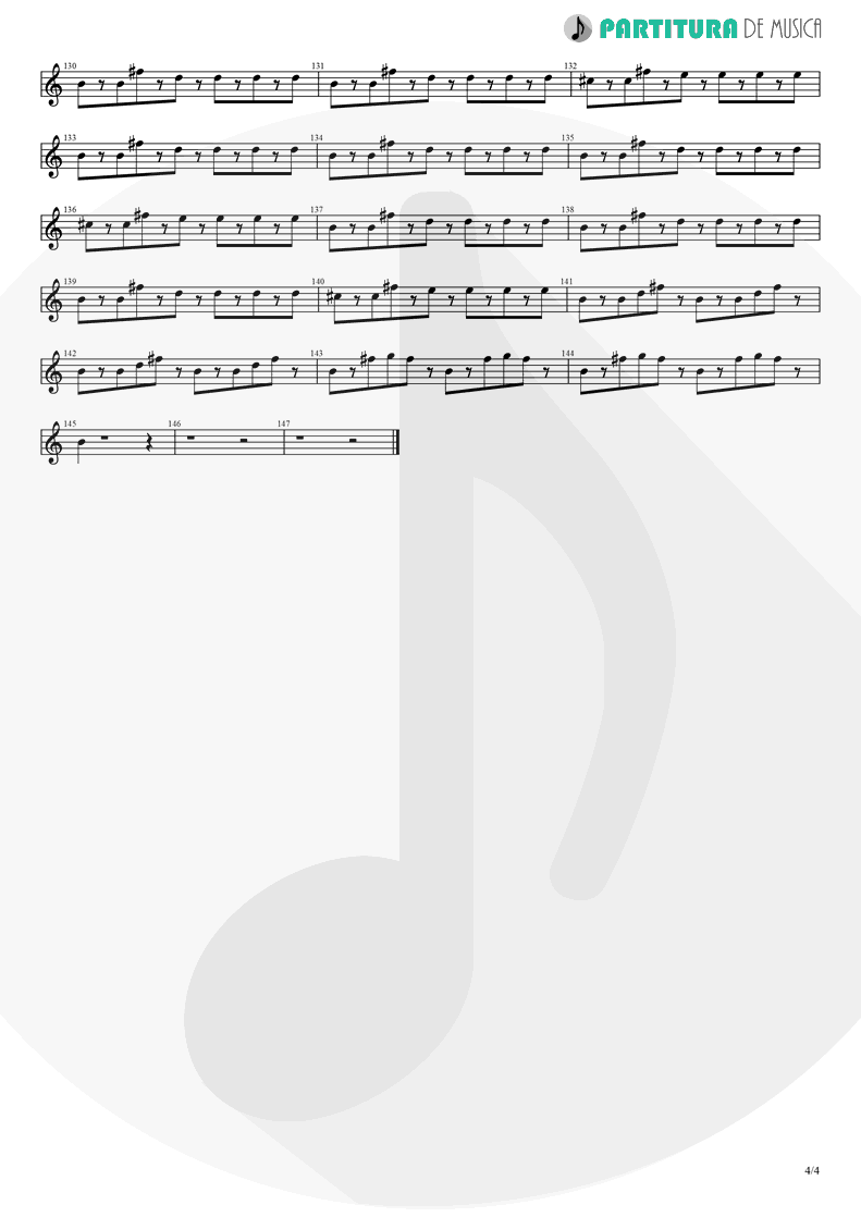 Partitura de musica de Guitarra Elétrica - Afuera | Caifanes | El nervio del volcán 1994 - pag 4