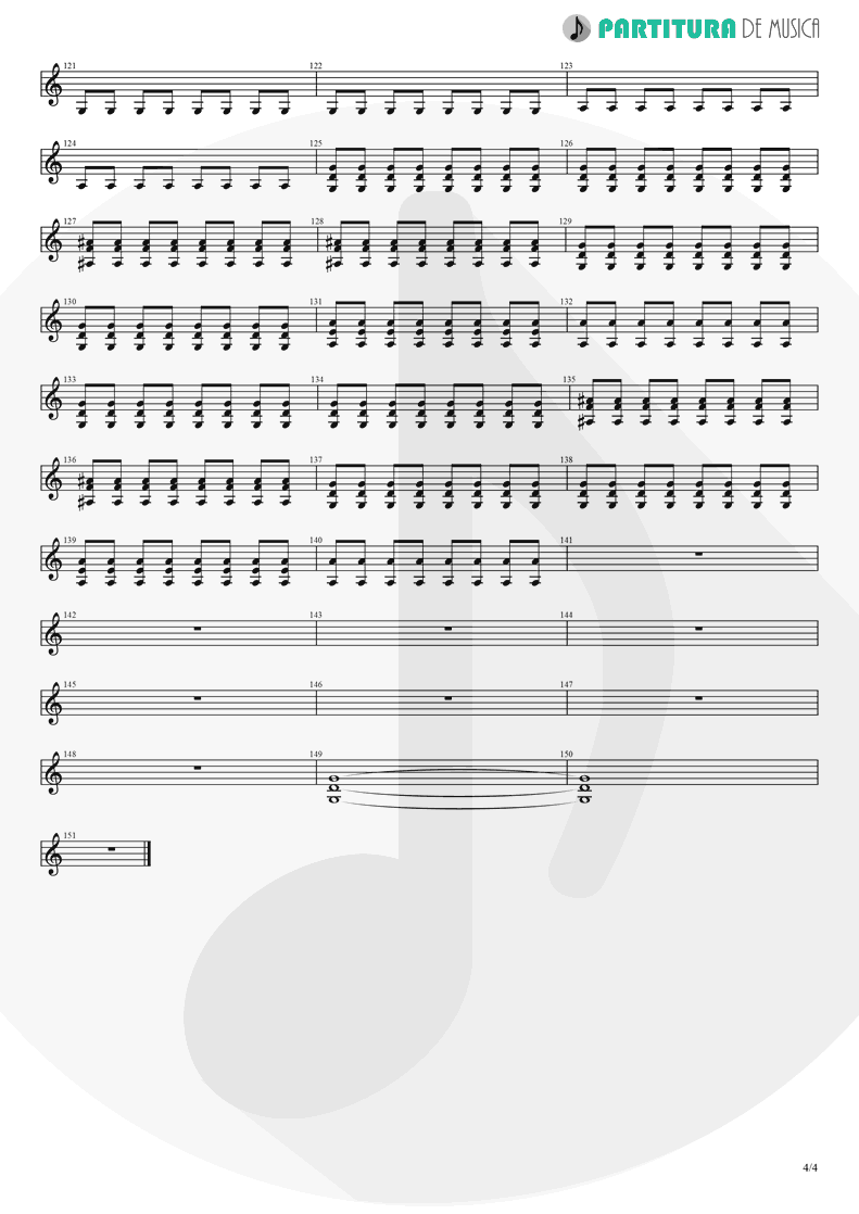 Partitura de musica de Guitarra Elétrica - Pero Nunca Me Cai | Caifanes | El nervio del volcán 1994 - pag 4