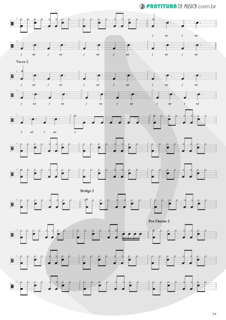 Partitura de musica de Bateria - Todas As Noites | Capital Inicial | Eletricidade 1991 - pag 2