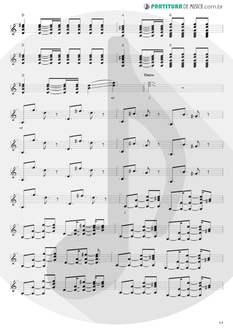 Partitura de musica de Violão - Todas As Noites | Capital Inicial | Eletricidade 1991 - pag 3