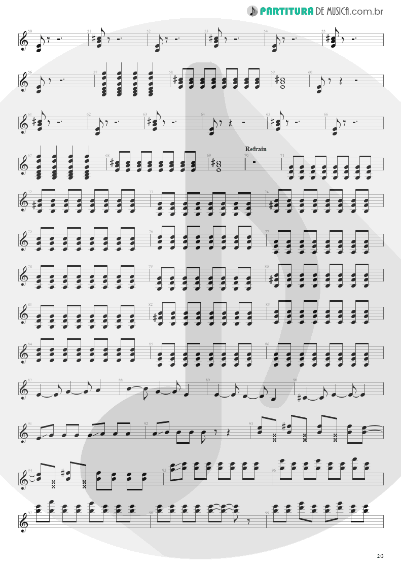 Partitura de musica de Guitarra Elétrica - Quatro Vezes Você | Capital Inicial | Rosas e Vinho Tinto 2002 - pag 2