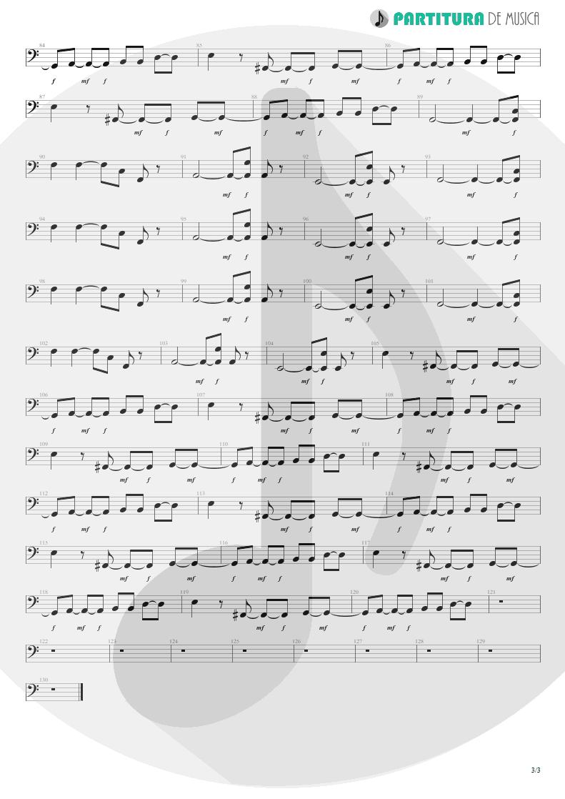 Partitura de musica de Baixo Elétrico - Aquela Paz | Charlie Brown Jr. | Transpiração Contínua Prolongada 1997 - pag 3