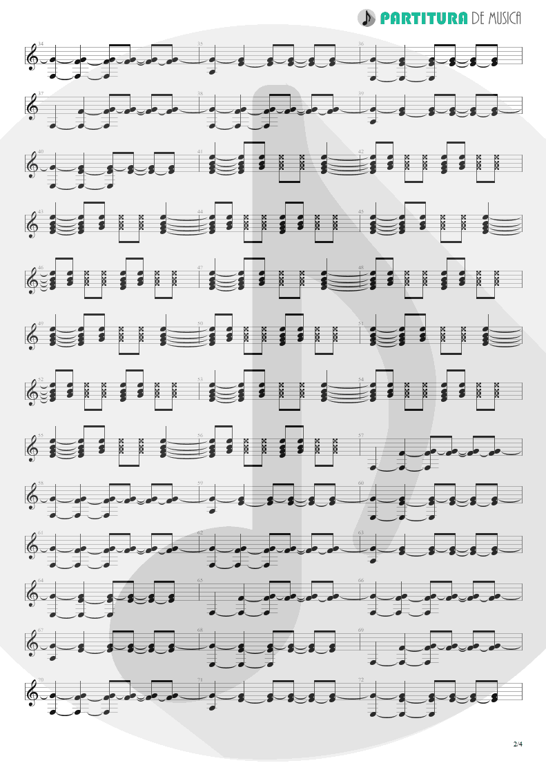 Partitura de musica de Guitarra Elétrica - Aquela Paz | Charlie Brown Jr. | Transpiração Contínua Prolongada 1997 - pag 2