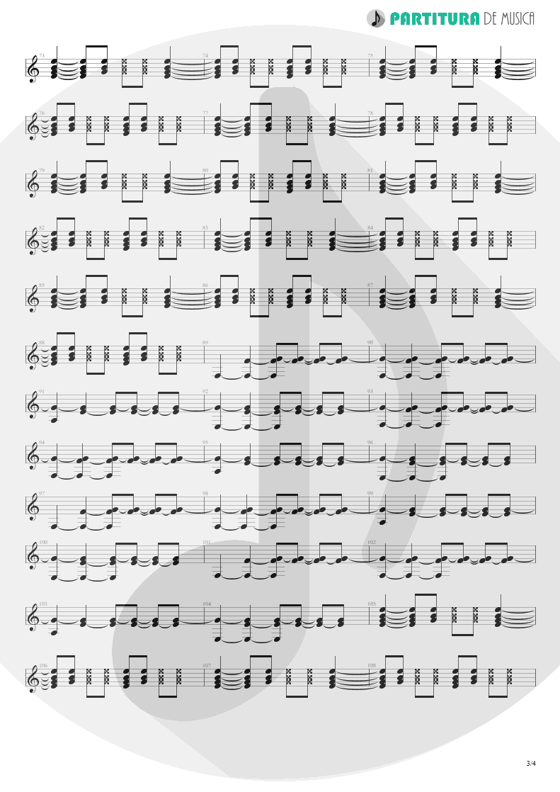 Partitura de musica de Guitarra Elétrica - Aquela Paz | Charlie Brown Jr. | Transpiração Contínua Prolongada 1997 - pag 3