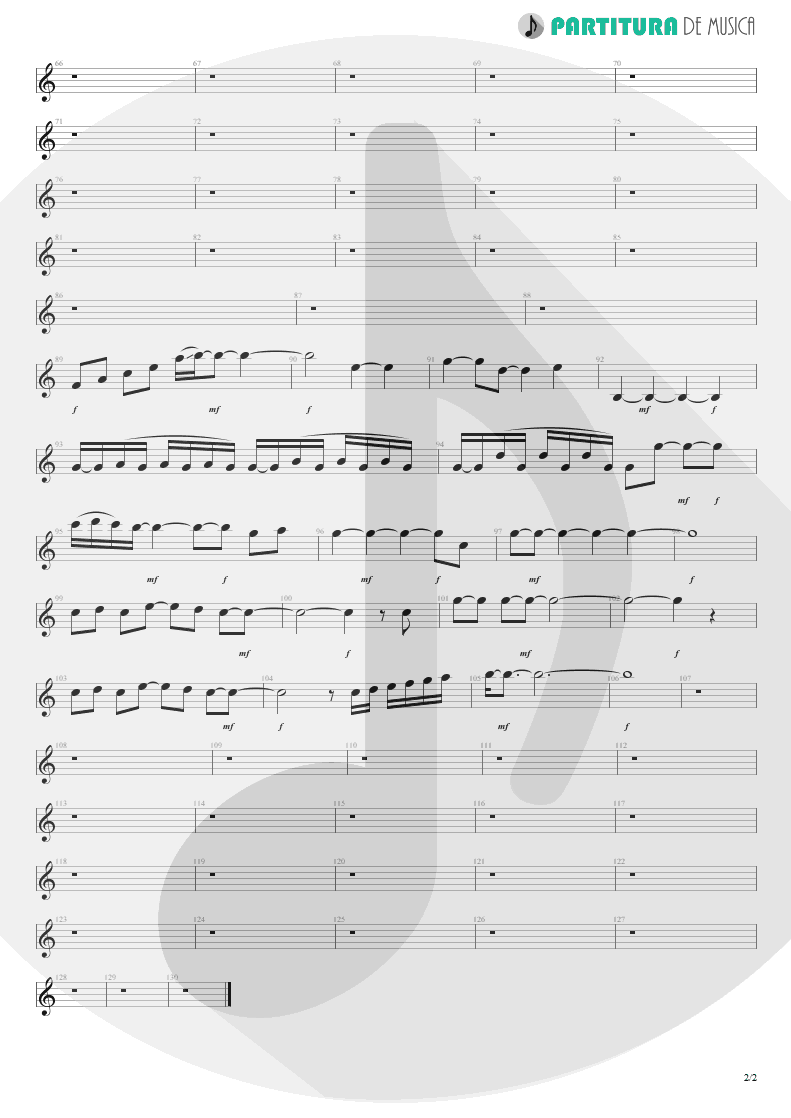 Partitura de musica de Guitarra Elétrica - Aquela Paz | Charlie Brown Jr. | Transpiração Contínua Prolongada 1997 - pag 2